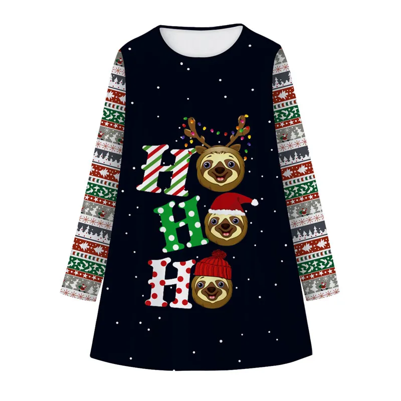 2019 Новогоднее рождественское платье для девочек 8 9 12 лет детское с Санта-Клаусом