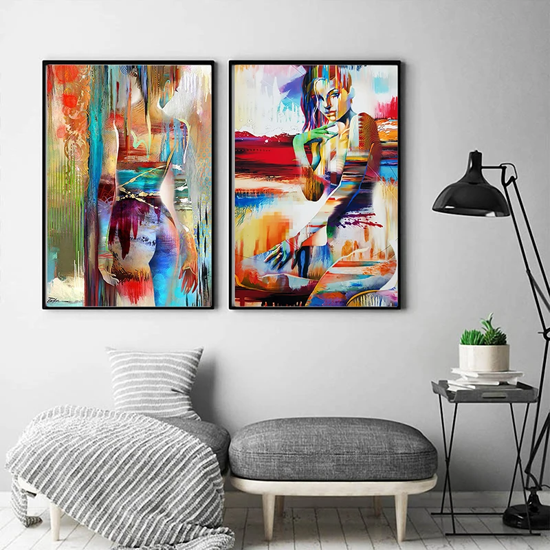 Sex Figure Women Oil Painting Print on Canvas Wall Art Abstract Poster Fashion Pictures for Living Room Bedroom Girls room Decor | Дом и сад