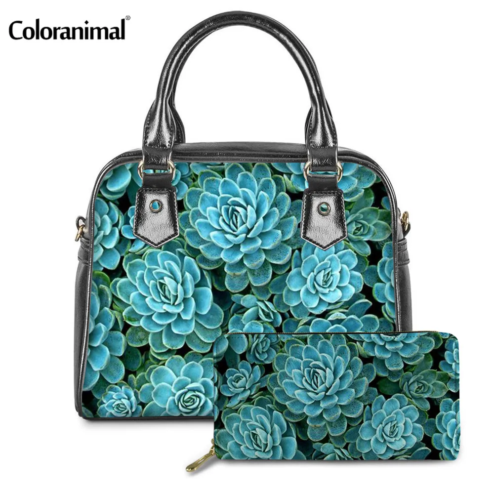 Coloranimal бренд дизайн 3D суккулент принт женские сумки &amp кошелек Роскошный кожаный
