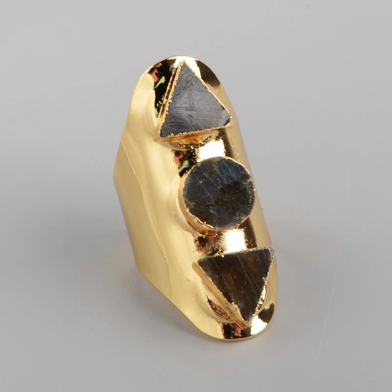 BOROSA повседневный стиль модное кольцо с камнем треугольник и круглый натуральный