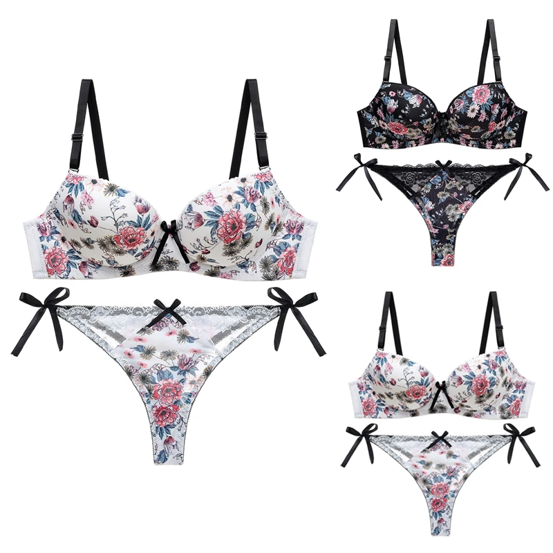 

Cute Bra Thong Set Sexy ladies Underwire Lace Brassieres Lingerie Femme Hot Women's Intimates Underwear Sleepwears