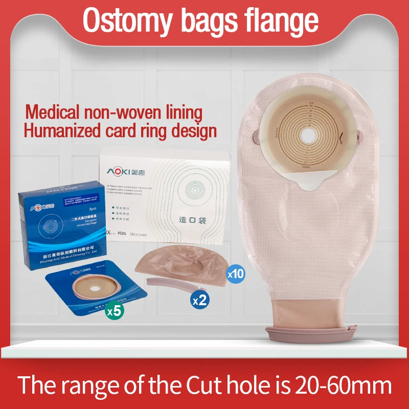 

10 PCS One-piece System Colostomy Bag Medical Disposable Stoma Care Bags Cut-to Fit 20-60mm Ostomy Bag with Carbon Filter