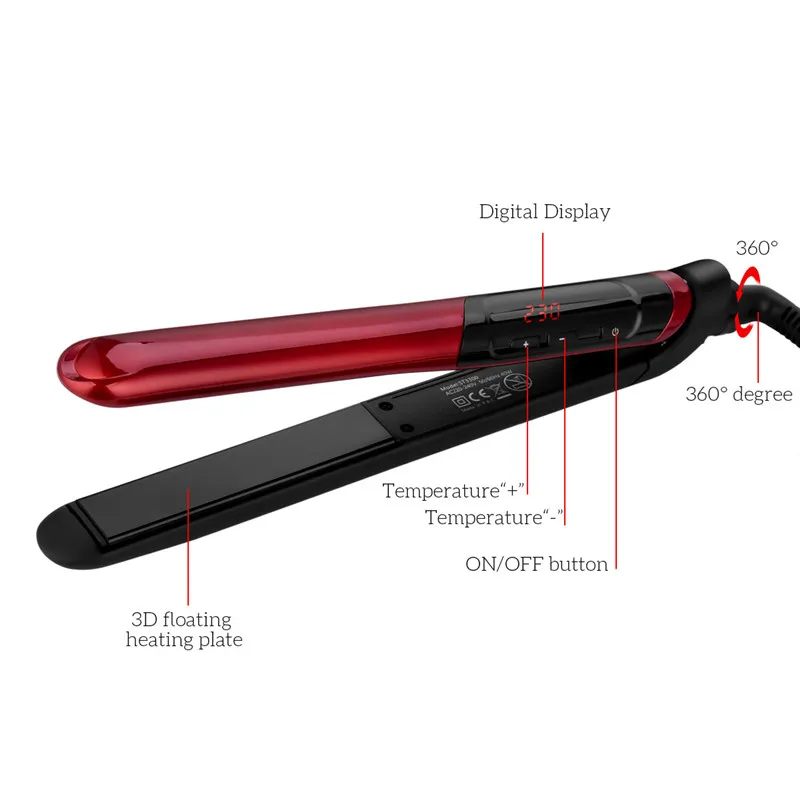 

CkeyiN 2 in1 Hair Straightener and Curler 3D Hair Flat Iron Digital Display Waver Wand Roller 220V Flat Iron Hair Straighting 49