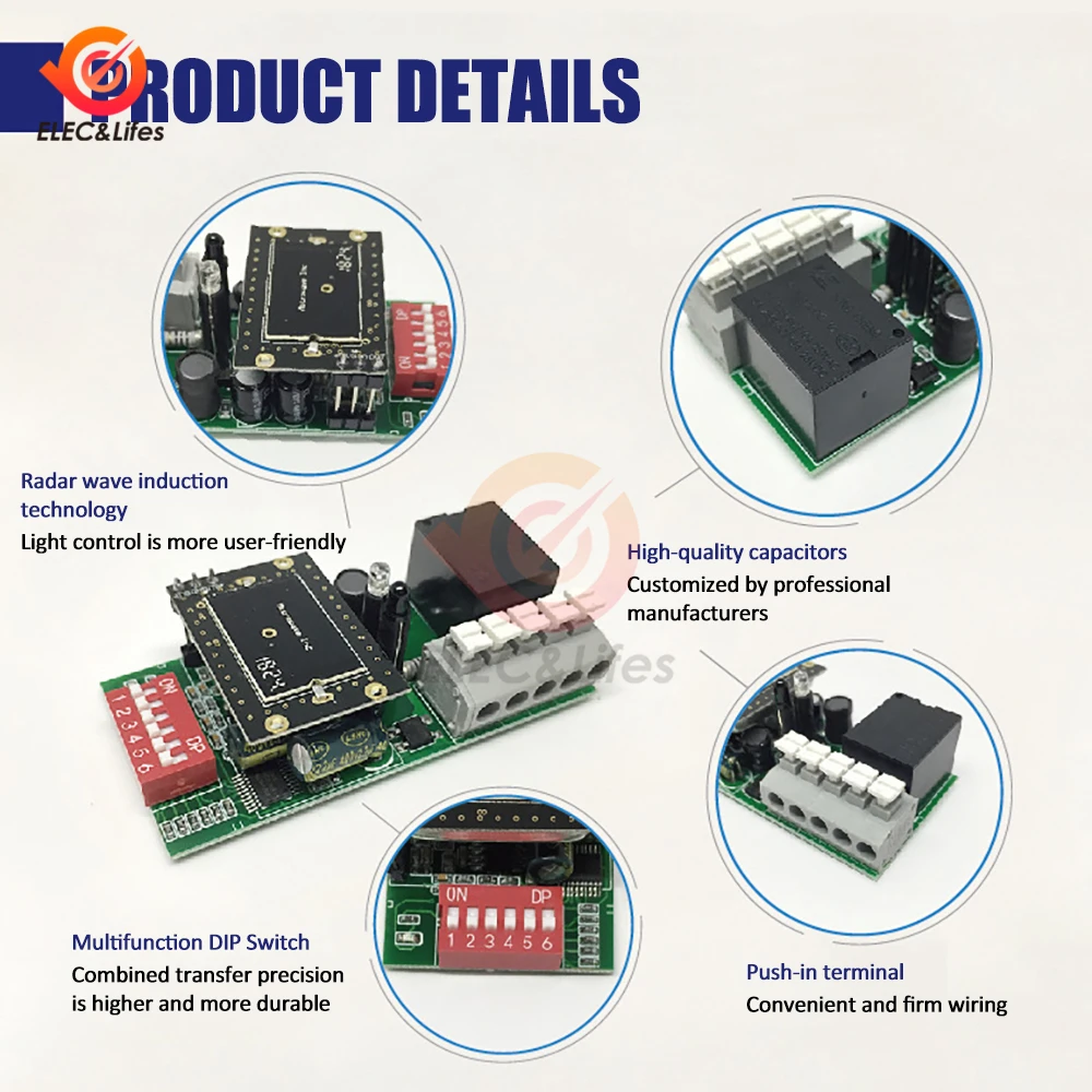 Регулируемая задержка времени яркость дистанционный циферблат микроволновый
