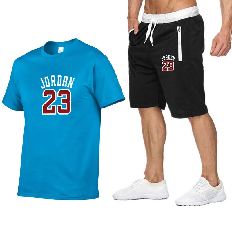 

Summer Jordan No. 23 printed casual wear basketball court sportswear fashion running clothes breathable cotton T-shirt + sports