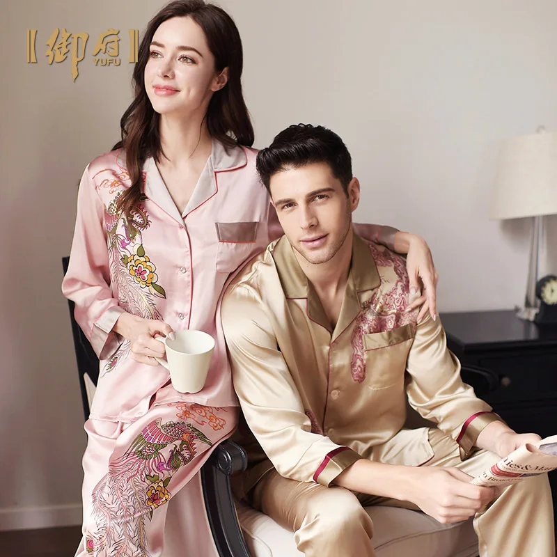 

★The royal house of silk pajamas couples both men and women suits 100% mulberry silk pajamas heavy silk household to take