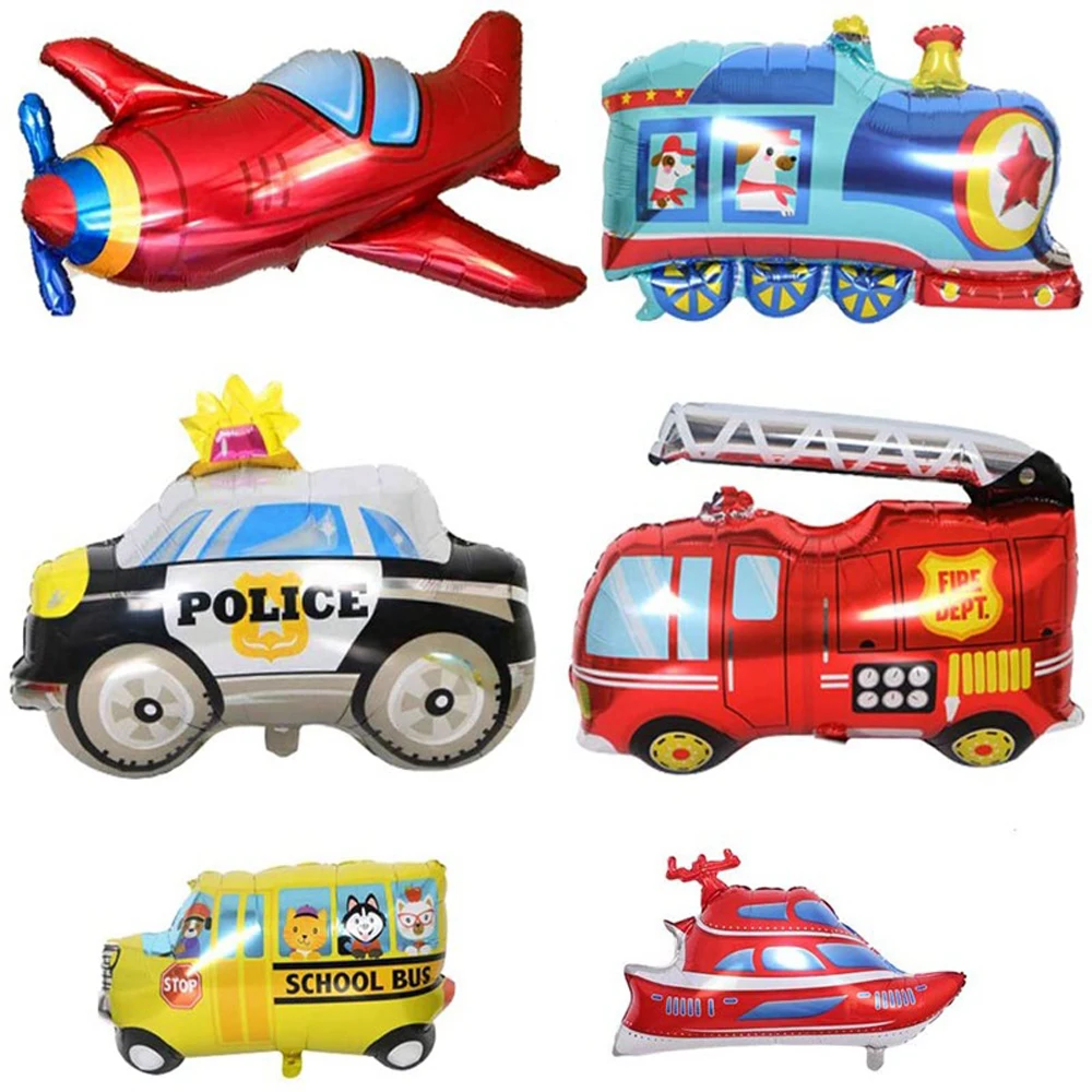 Decoraci&oacute;n de cumplea&ntilde;os para ni&ntilde;o, cartel de transporte para coche, cartel de feliz cumplea&ntilde;os, yate, autob&uacute;s escolar, cami&oacute;n de bomberos, avi&oacute;n, fiesta para ni&ntilde;os, veh&iacute;culos de transporte-3