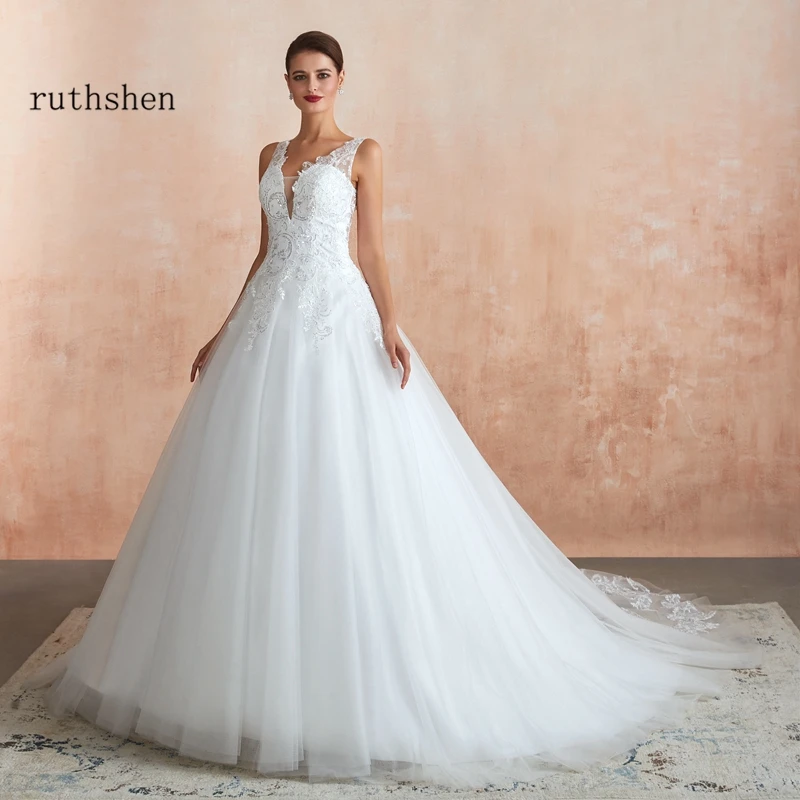Винтаж свадебное платье 2020 Двойной плечевой Robe De Mariage с кружевами и блестками