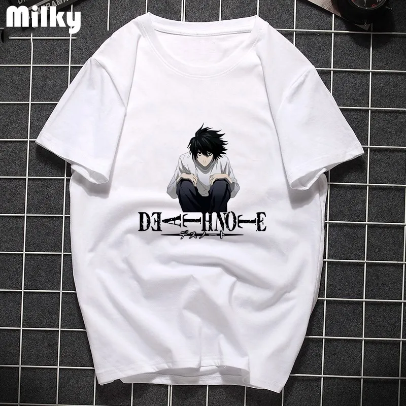 Летний тетрадь смерти футболка в стиле панк Большие размеры футболки для женщин