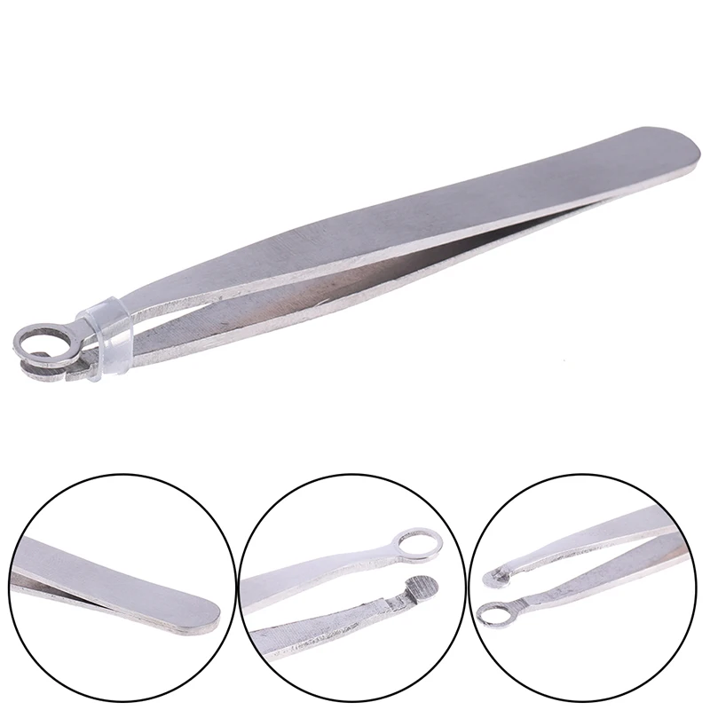 Round Tip Eyebrow Tweezer Cool Stainless Steel Black Hair Removal Tweezers Professional Perfectly Make Up Tools | Красота и здоровье
