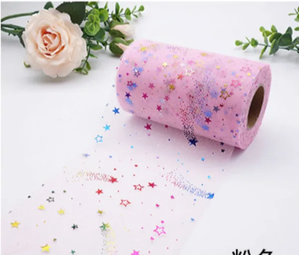 Pink 6 см 25 ярдов ручной DIY лук Красочные Метеор из пряжи и тюля рулон Метеор сетки в рулонах из стеклянного волокна аксессуары Головные уборы повязка на голову из сетчатой пряжи купальный костюм надпись «Bride Tribe» - Цвет: Pink