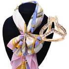 Пряжка для шарфа в Корейском стиле, аксессуары, простая брошь с тремя квадратными кристаллами
