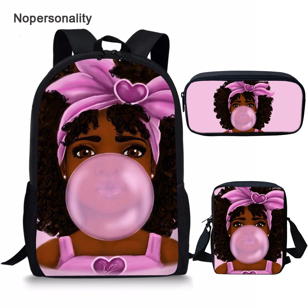 

Черная школьная сумка Nopersonlity для девочек, наборы для детей, милая африканская леди, волшебная сумка для книг, художественные школьные детск...