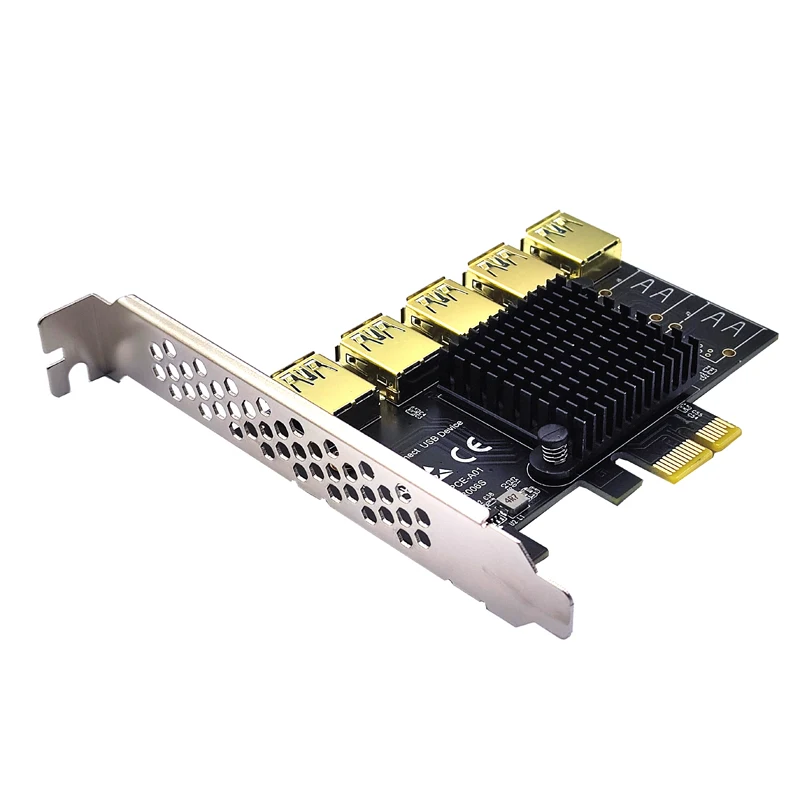 Фото Увеличитель PCI Express, переходная карта PCIE с 1 на 5 портов, концентратор USB 3,0, 1X 4X 8X 16X, Райзер для майнинга видеокарт №5