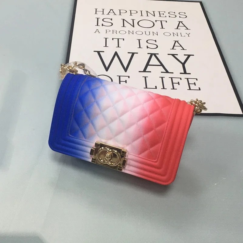 

2020 women's bag new frosted matte chain women's bag diamond lattice single popular women's shoulder cross bag crystal jelly bag