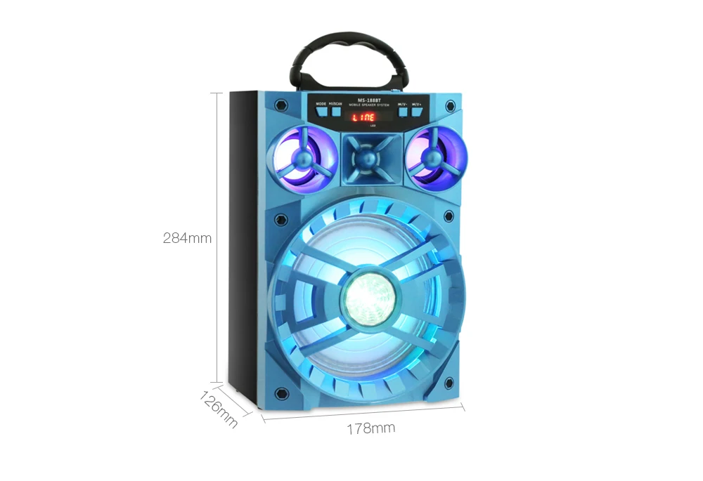 Портативный Bluetooth динамик бас стерео звук с светодиодный светильник Поддержка USB