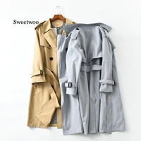 2020 spring autumn new womens casual trench coat oversize double breasted vintage outwear loose cloak clothing