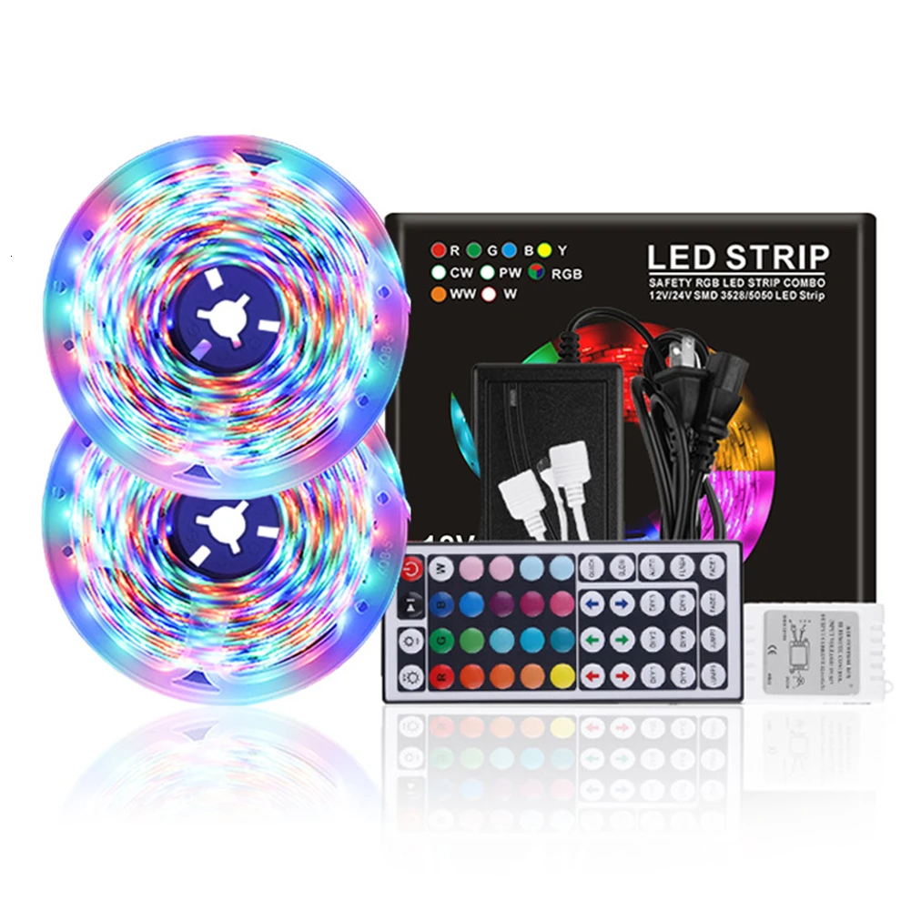 Светодиодная лента водонепроницаемая 25 цветов Rgb 5050 Smd 3528 10 м 12 в пост. Тока | Лампы