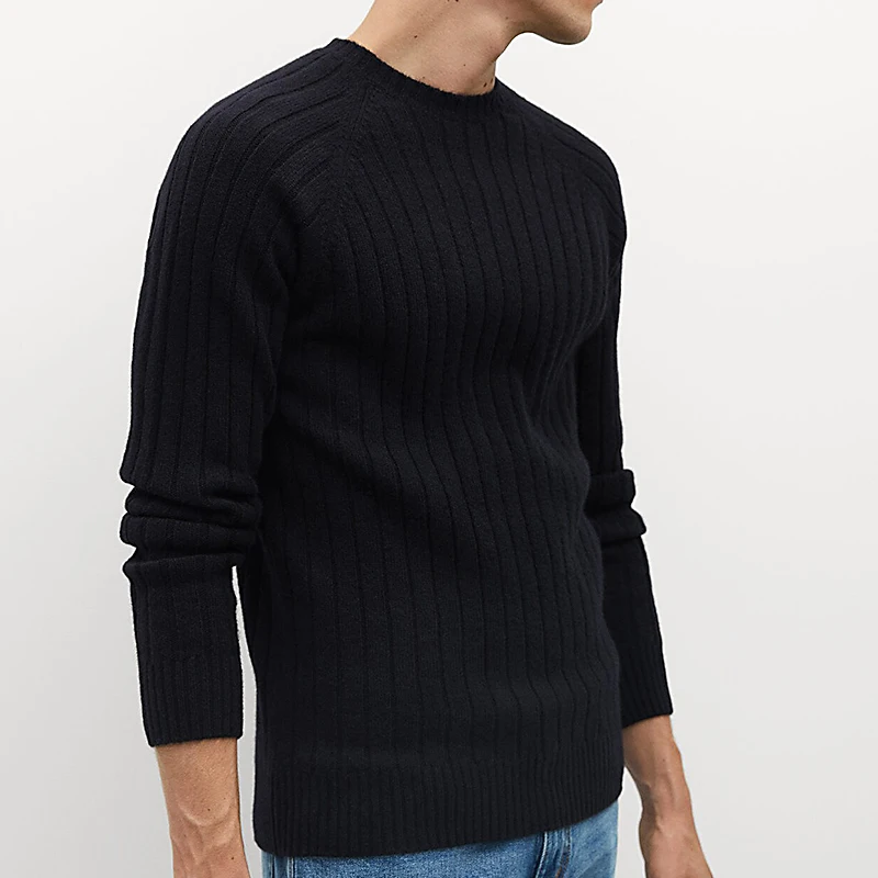 Men's Soft Merino wool Thermal Stitch Crewneck Sweater