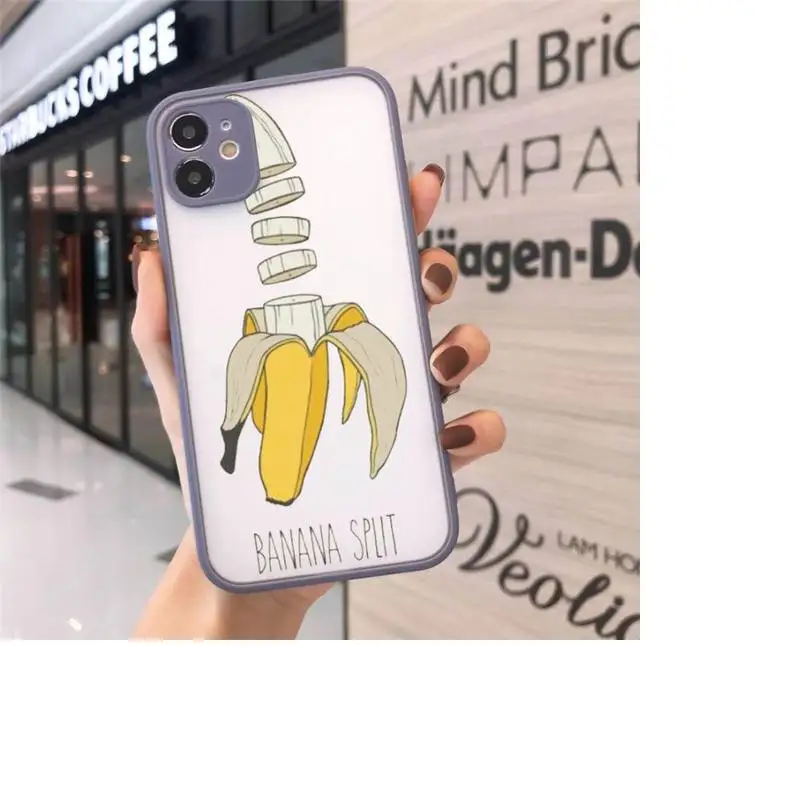 

Lovely Cartoon Funny Banana Phone Cases Matte Transparent for iPhone 7 8 11 12 s mini pro X XS XR MAX Plus cover funda