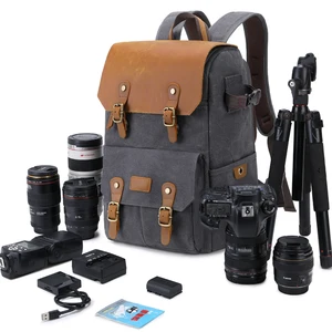 camera bag batik canvasleather waterproof camera backpack dslr case padded large photo bag for camera nikon canon m50 olympus free global shipping