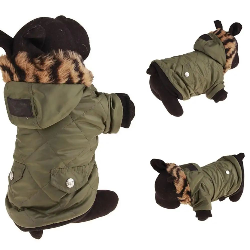 Хлопковая одежда для маленьких собак зимнее теплое пальто с капюшоном куртки