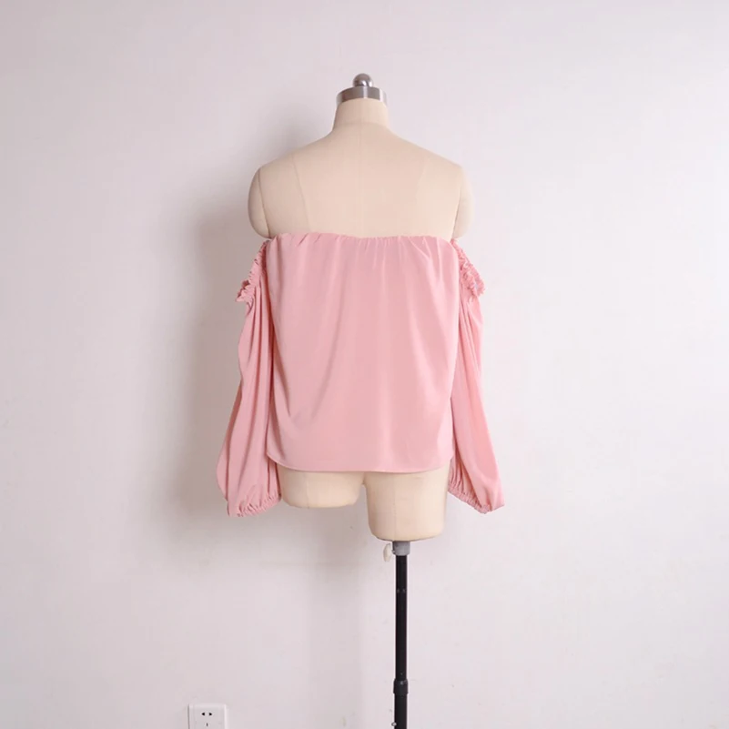 

Slash Style Chiffon White Neck long sleeve Women New 2020 Solid Tops Blusas Fashion Sexy Moda Tops Mujer Casual Summer New De