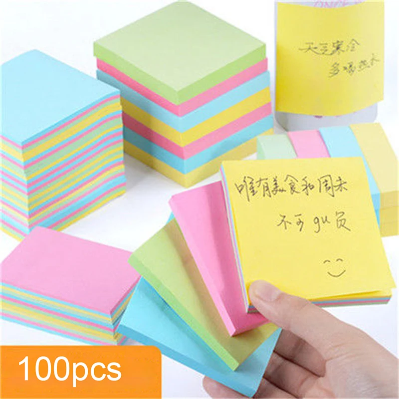 

5Colors 100 Pages Memo pad Memo Sticker Paper office Stationery Small Plan Pocket Notepad sticky Notes Creative Self-Stick Note