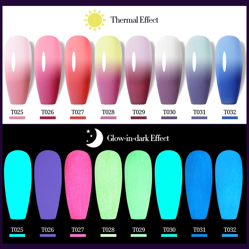 UR SUGAR 7.5ml Lumious Thermal Gel Nail Polish Glow In Dark Temperatural Changing Gel Soak Off UV LED Nail Art Gel Varnish images - 6