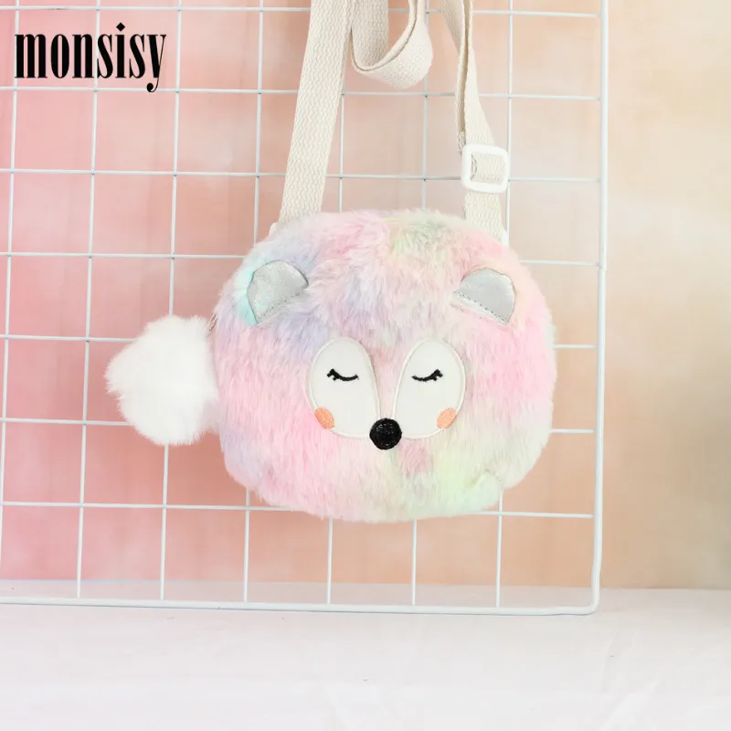 Monsisy сумка из искусственного меха для девочек кошелек и сумочка Детский Kawaii 3D