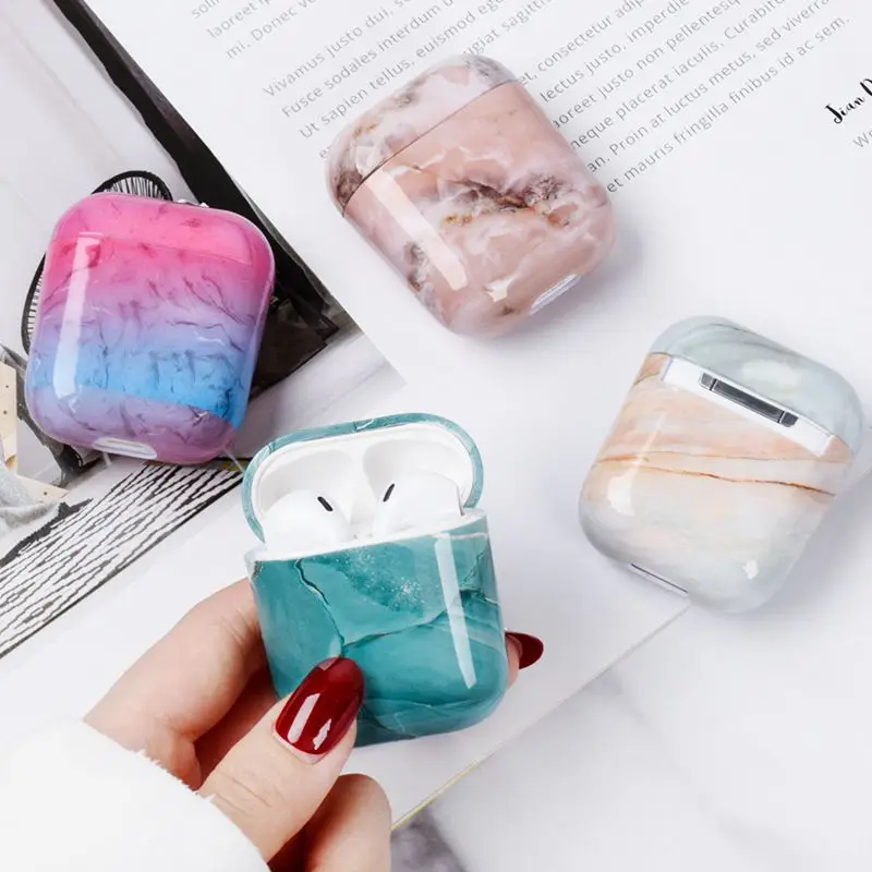 

Universal PC Marble Wireless Earphone Protective Shell For AirPods Soft Earphone Case For Airpods 1/2 Generation Headphone Case