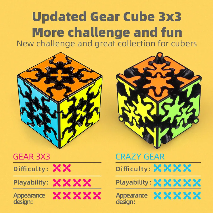QiYi-cubo SpeedCube MoFeangGe Crazy Gear, cubo Skew Gear, Super hiedra, esquina MasterMorphix 2x2, rompecabezas educativos m&aacute;gicos sin adhesivo-2