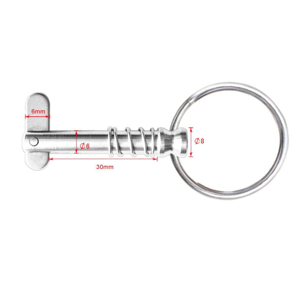 

4 Pieces Boat Bimini Top Fitting Hardware Spring Loaded Quick Release Pins 1/4" Stainless Steel with Pull Ring