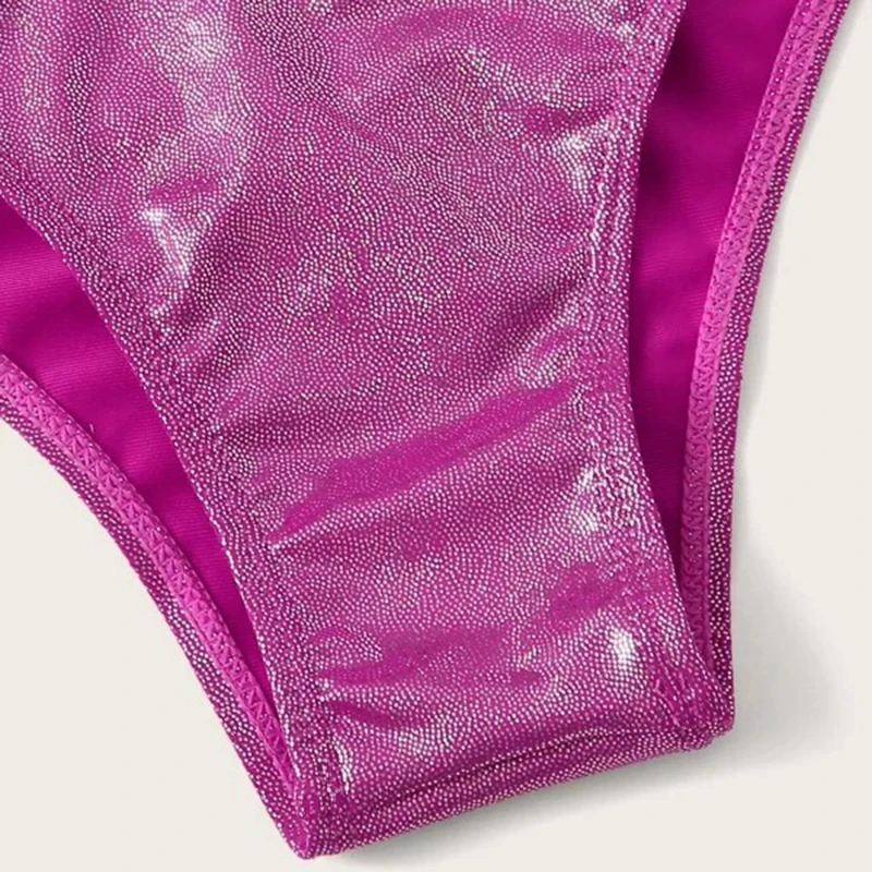 

Pink Metallic Knot Front Bikini Sets Women Push Up Swimsuit High Waisted Bikini Bathing Suit Sexy Brazilian Biquini Swim Suit