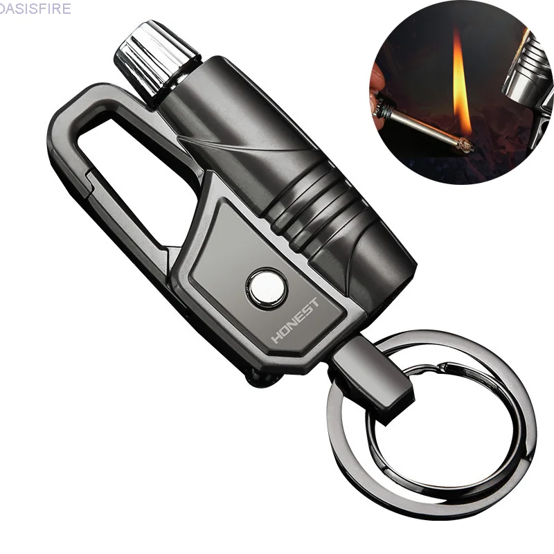 

Outdoor Survival Tool Keychain Metal Permanent Match Striker Led Lighter Waterproof Flint Free Fire Starter Camping Flint