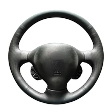 Black PU Artificial Leather Steering Wheel Cover for Hyundai Santa Fe 2000 2001 2002 2003 2004 2005 2006 Hand-stitched Car Braid