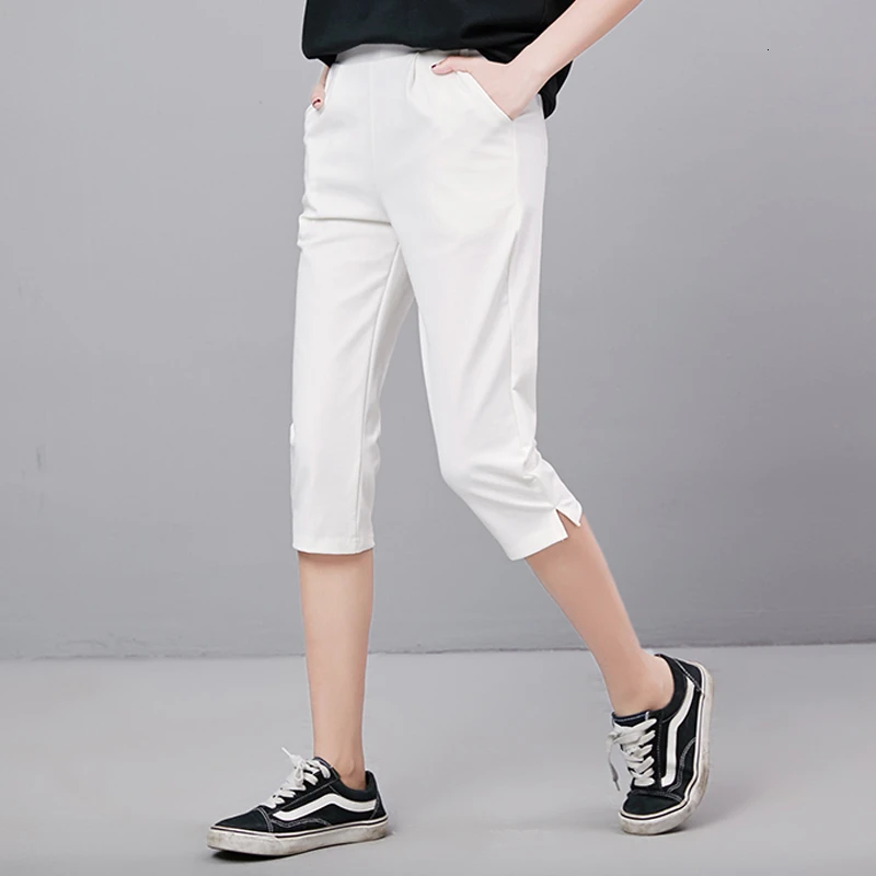 Распродажа хит 2019 летние капри штаны для женщин эластичная талия размера плюс S-4XL