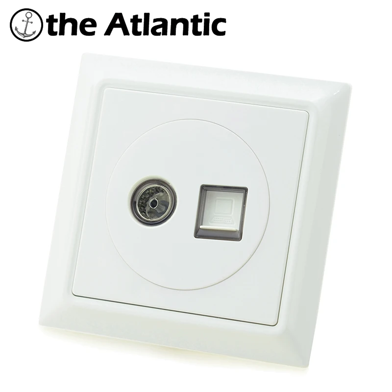 Atlectric двойной RJ45 порт ТВ розетка компьютер Интернет данных Настенная Розетка PC