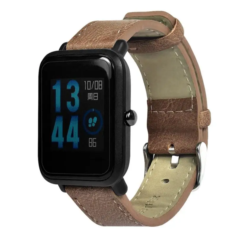 Сменный кожаный ремешок в стиле ретро для умных часов Xiaomi Huami Amazfit Bip