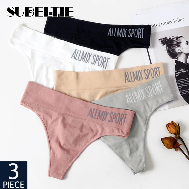 Женские Бесшовные Трусы стринги Subeltie 3 шт./лот хлопок цвет в ассортименте|Женские