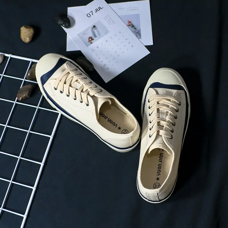 

Spring Autumn Woman Sneakers Canvas Shoes Mixed Color Lace-Up Fashion Casual Flats Ladies Vulcanized Shoes Non-slip Breathable