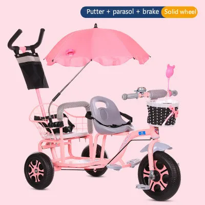 Baby Stroller Child Double Tricycle Bicycle Baby Twin Stroller Baby Twins 0-3Y 4-6Y Lightweight and Versatile - Цвет: E8