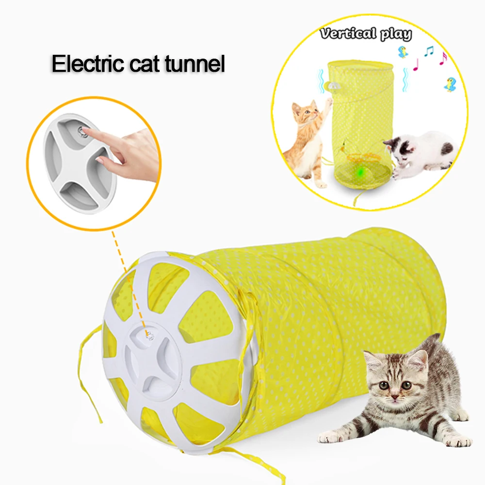 Умный туннель для кошек игрушка Забавный автоматический светодиодный птиц