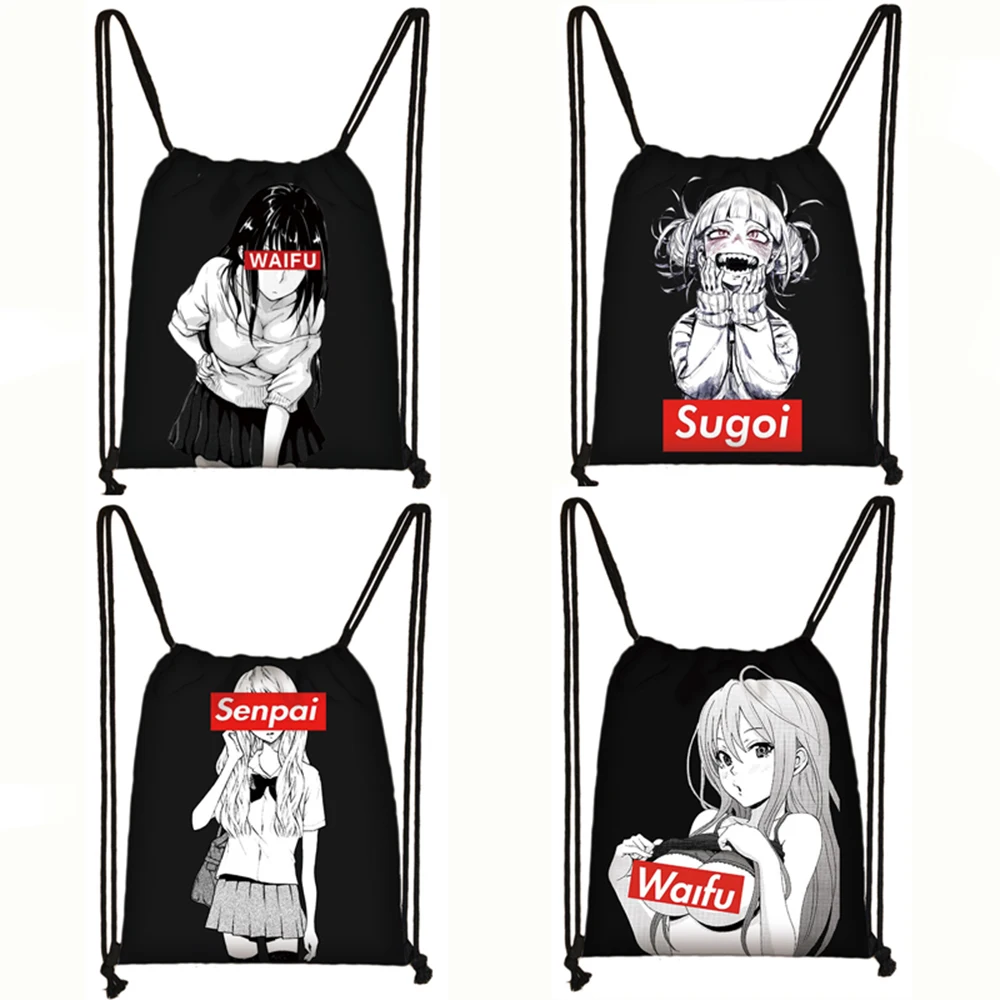 Сумка Sugoi Senpai на шнурке для женщин и мужчин дорожный саквояж с принтом аниме вайфу
