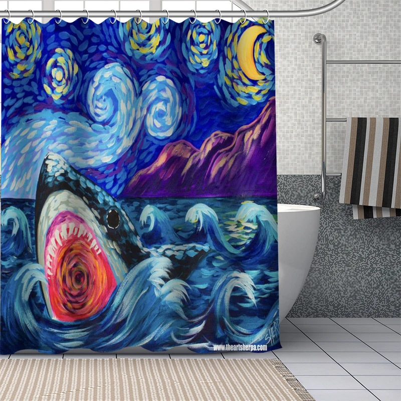 

Custom van gogh starry night Shower Curtain Waterproof Bathroom Curtain Fabric Shower Sets Drop Shipping 1pc custom