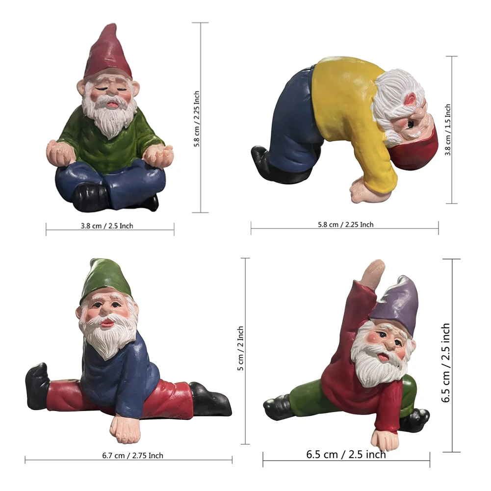 

4pcs Fairy Garden Drunk Gnomes Miniature Ornaments Set Mini Dwarf Bonfire Statues For Planter Flowerpot Decor Accessories Elf