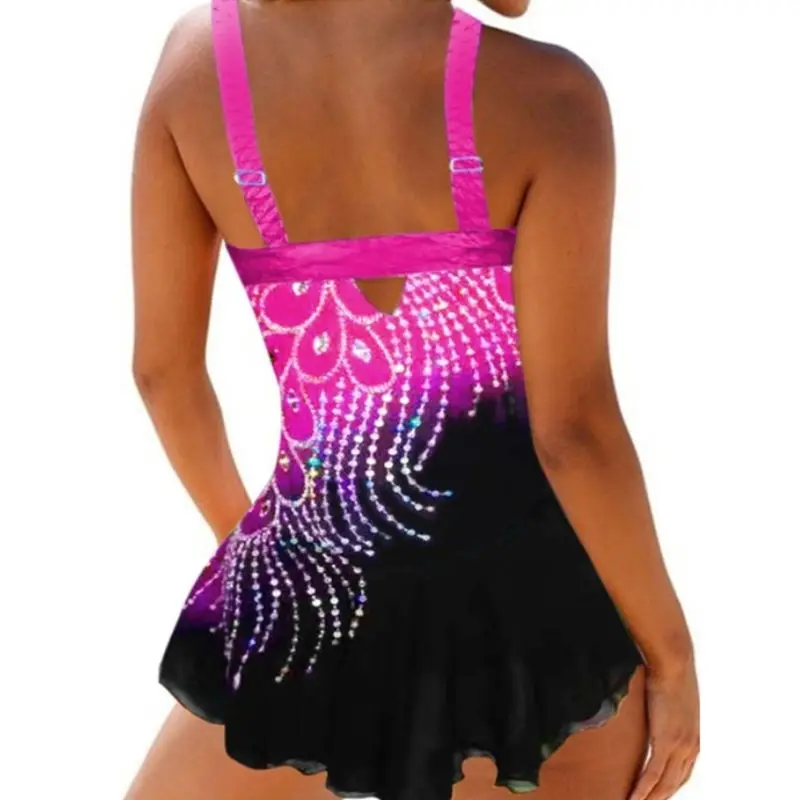 

Women Swimming Suits 8XL Backless Sling Beach Monokini Summer Two Piece Print Siwmwear Female Sexy Tankini Swimsuit Plus Size