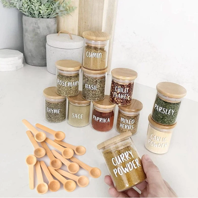 100PCS Mini Wooden Spoon Home Kitchen Cooking Small Bath Salt For Spice Jar Seasoning Condiment Honey Coffee | Дом и сад
