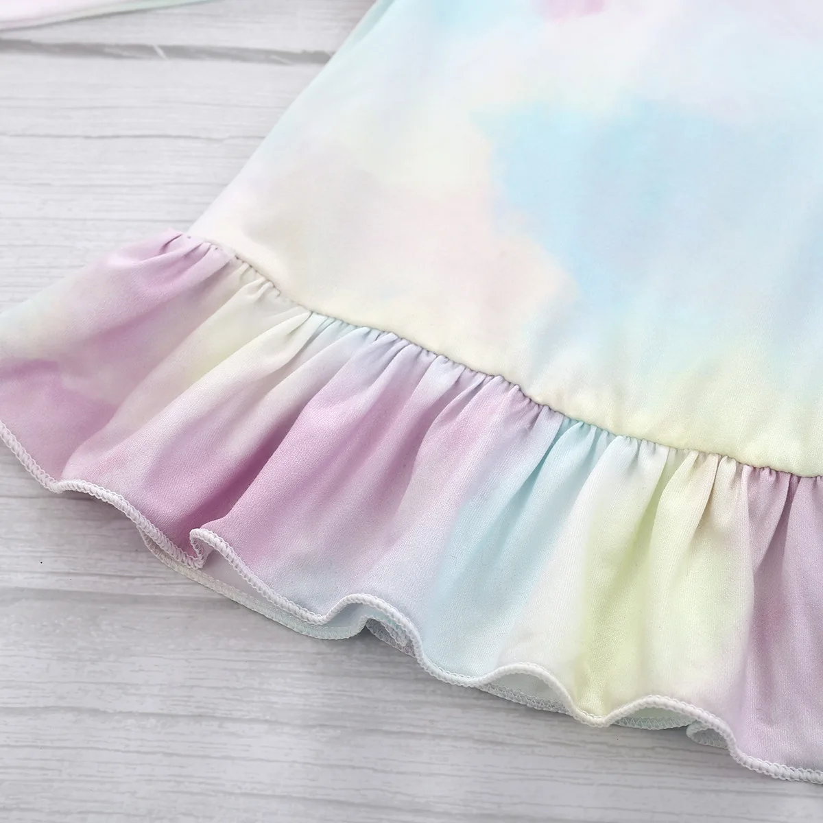 

Spring Autumn Colorful Tie Dye Child's Clothes Suit Long Sleeve Round Neck Elastic Waist Long Pants 2PCS Set