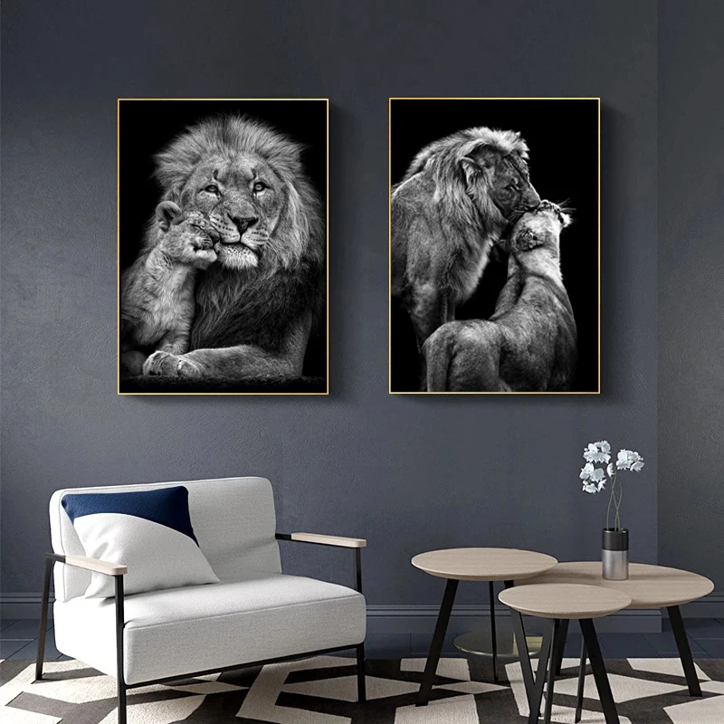 

Animal Canvas Painting Wall Art Lion Elephant Horse Posters and Prints Living Room Decor Wall Pictures for Home Decoration
